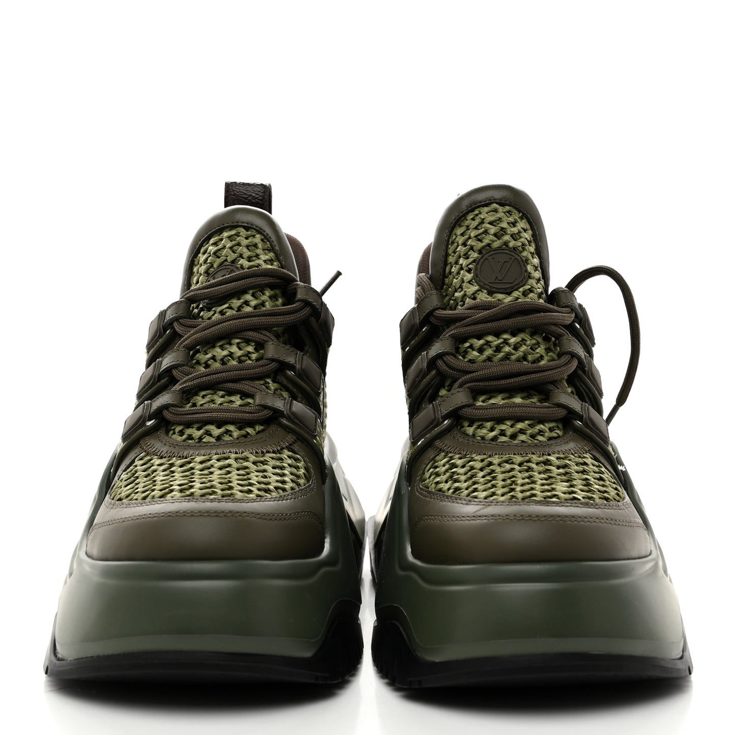 Calfskin Raffia LV Archlight 2.0 Platform Sneakers 37 Kaki