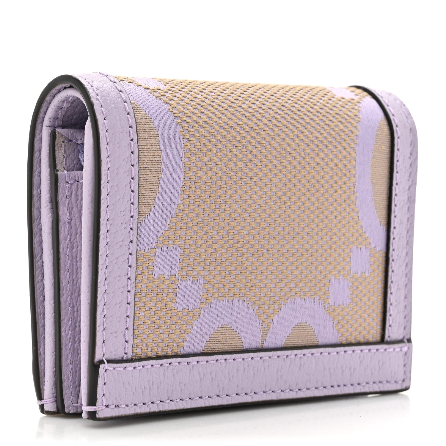 Gucci Monogram Jumbo GG Textured Dollar Calfskin Ophidia Card Case Beige Lapis 3 of 9