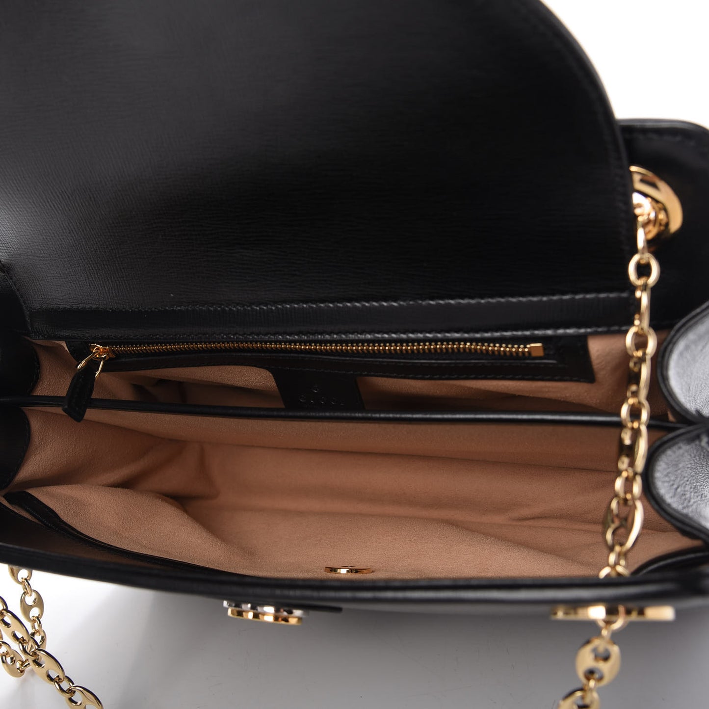 Azalea Calfskin Small Marina Open Top Chain Shoulder Bag Black