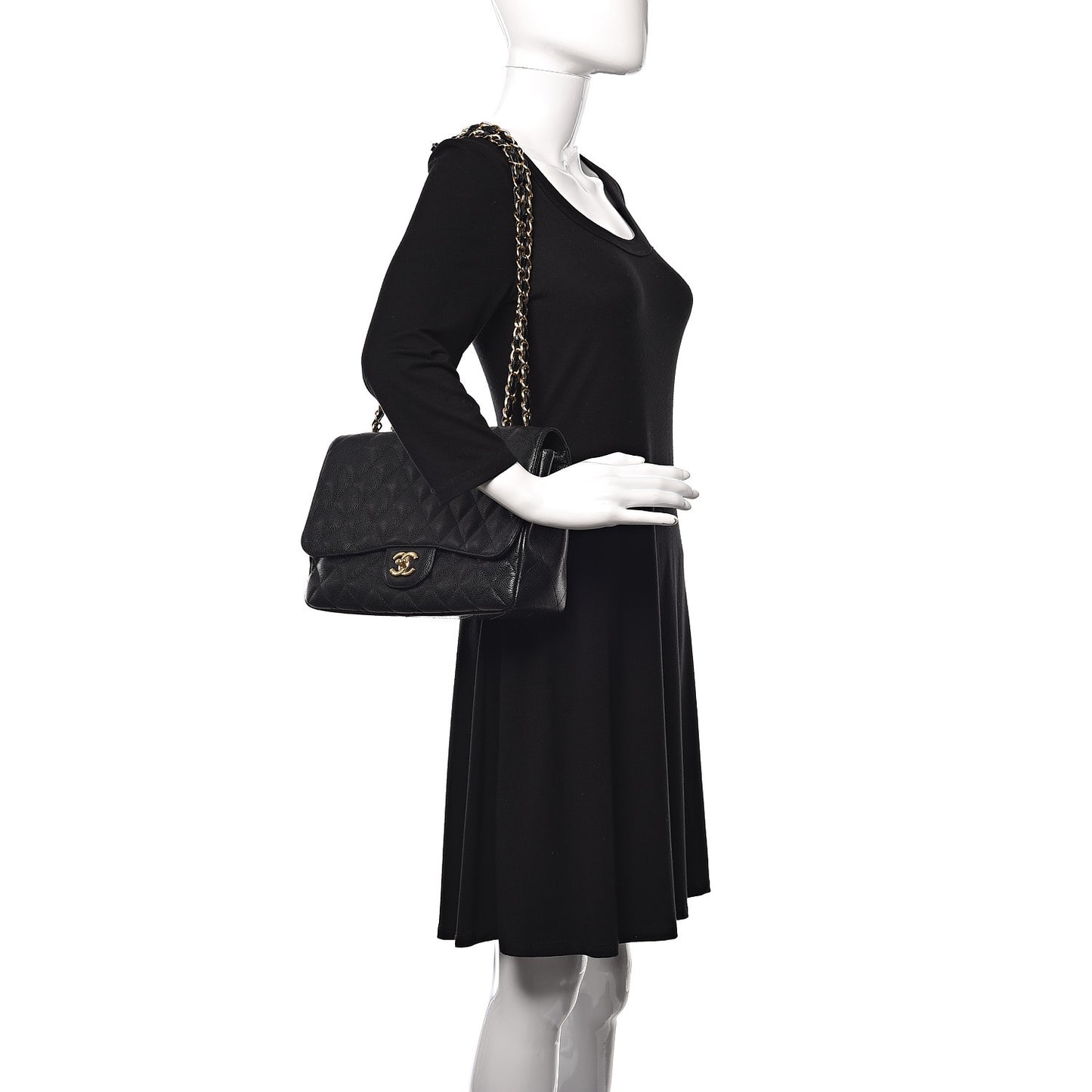 Caviar Quilted Jumbo Single Flap Black