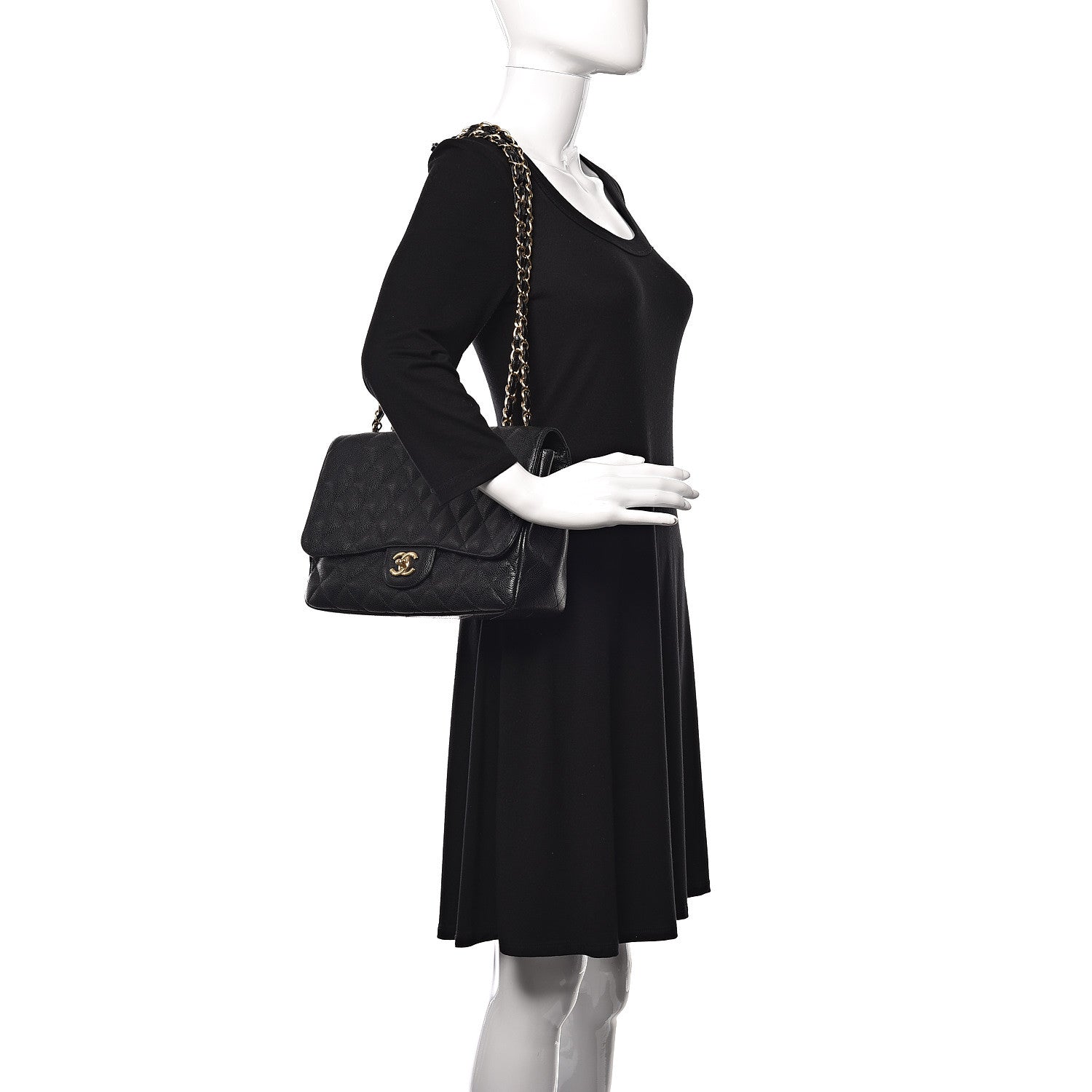 Chanel Caviar Quilted Jumbo Single Flap Black 2 of 10