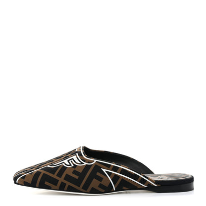 Fendi Lycra Film FF FFreedom Flat Mules 35 Tobacco Moro White 1 of 7