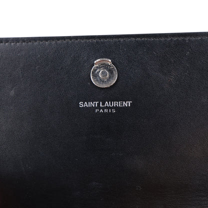 Saint Laurent Calfskin Crocodile Embossed Monogram Sunset Chain Wallet Black 6 of 11