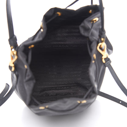Prada Saffiano Tessuto Nylon Mini Bucket Crossbody Bag Black 4 of 9