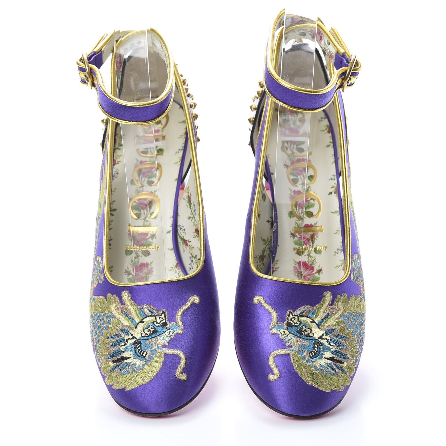 Satin Embroidered Dragon Caspar Pumps 38 Purple Oro Vecchio Black
