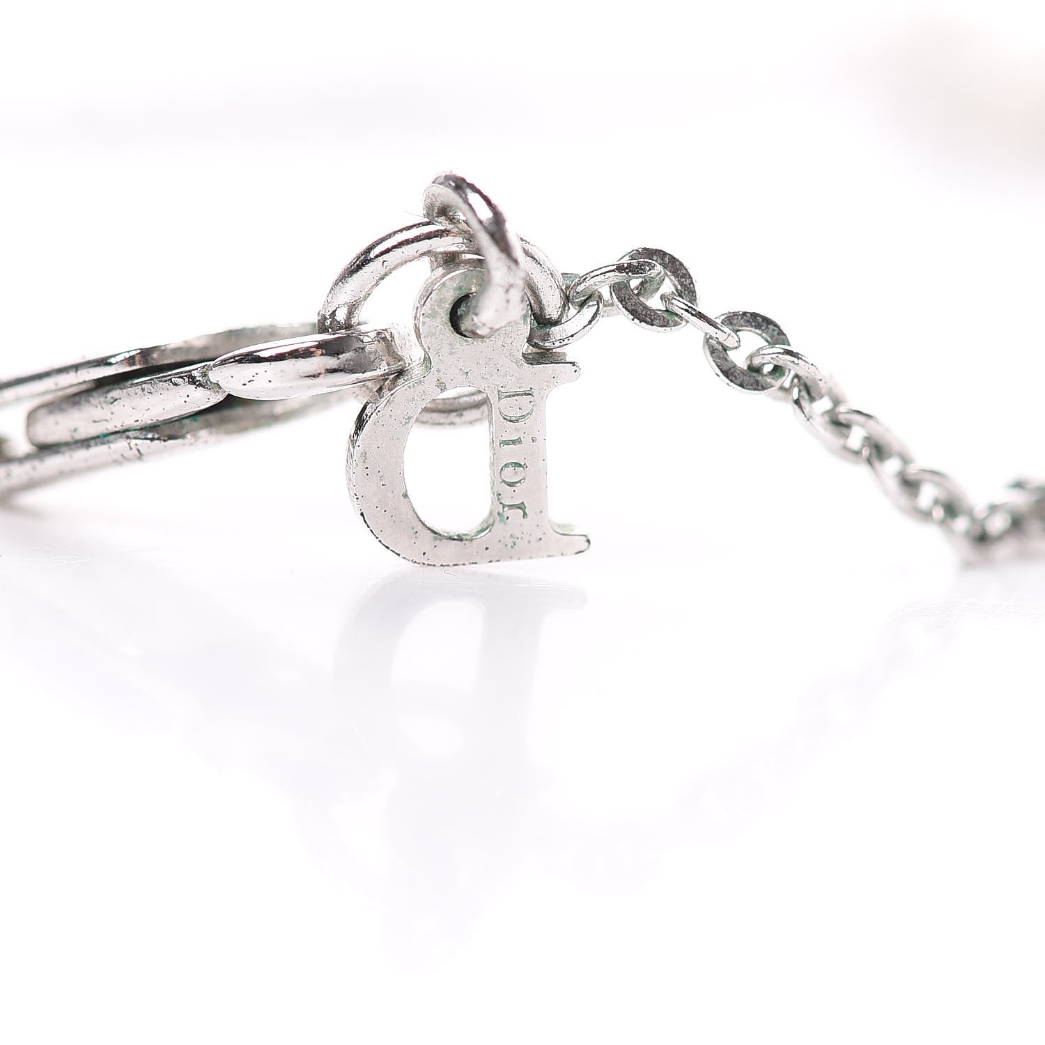 Christian Dior Crystal Logo Necklace Silver 5 of 5