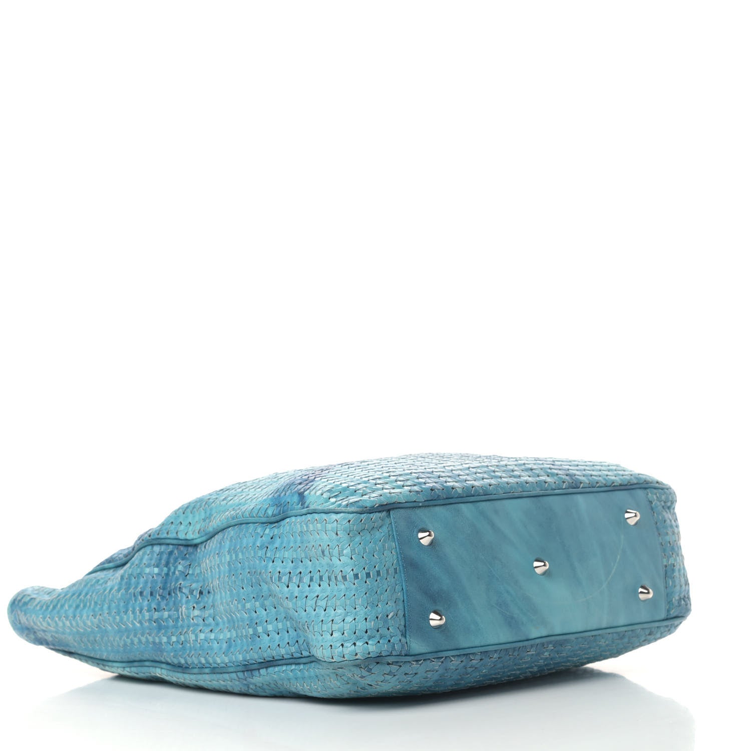 Christian Dior Calfskin Woven Dior Soft Shopping Tote Light Blue 3 of 6