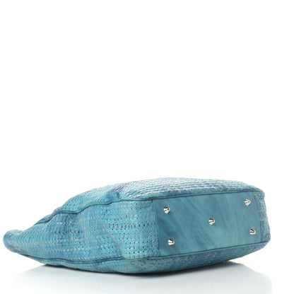 Christian Dior Calfskin Woven Dior Soft Shopping Tote Light Blue 3 of 6