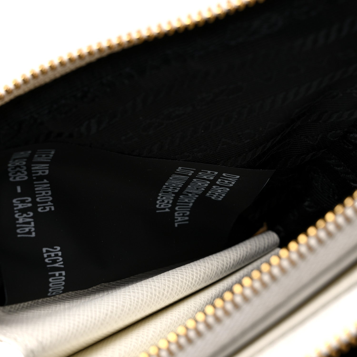 Prada Saffiano Shearling Triangle Mini Pouch White 8 of 10