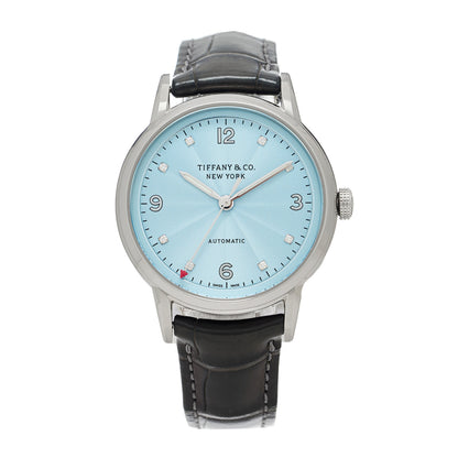 Tiffany Stainless Steel Alligator Diamond 34mm CT60 3-Hand Automatic Watch Ice Blue 1 of 4