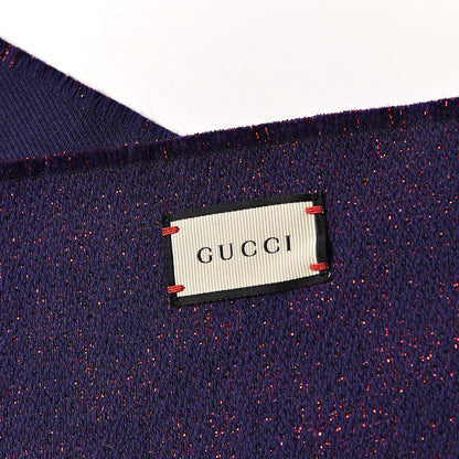 Gucci Wool Silk Jacquard GG Monogram Stenix Scarf Navy Red 4 of 4