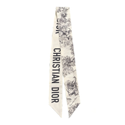 Christian Dior Silk Toile De Jouy Mitzah Scarf White 3 of 3