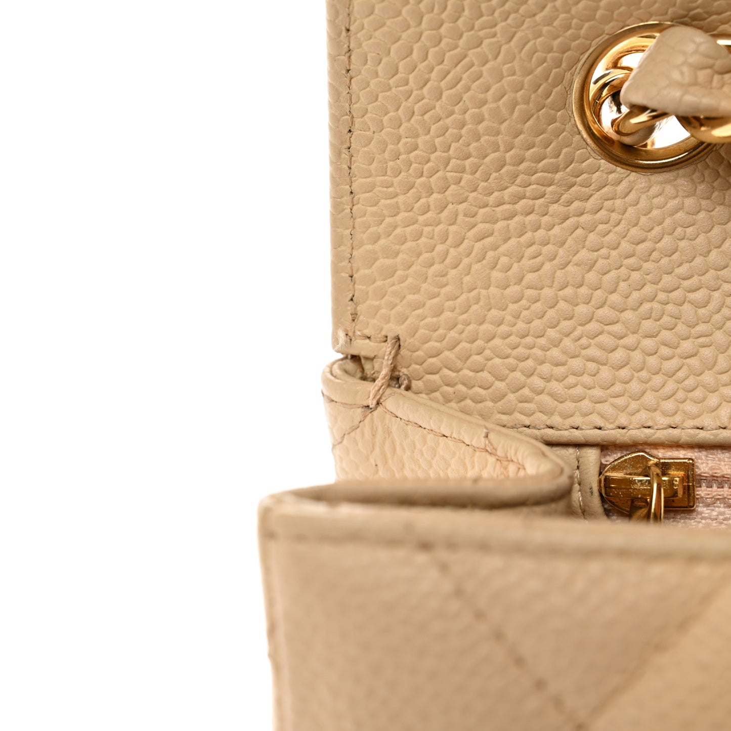 Caviar Quilted Jumbo Single Flap Beige