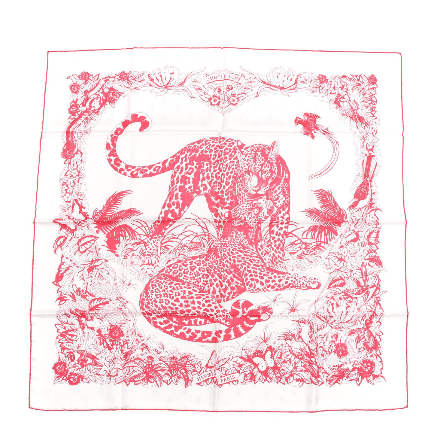 Silk Jungle Love Tattoo Scarf 90 Rose White