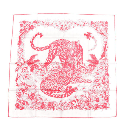 Hermes Silk Jungle Love Tattoo Scarf 90 Rose White 1 of 4