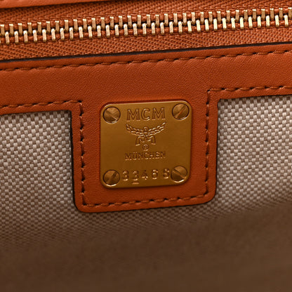 MCM Calfskin Linen Large Munchen Tote Cognac 8 of 15
