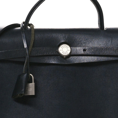 Hermes Toile Vache Calfskin Herbag 30 PM Black 8 of 13