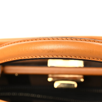 Fendi Vitello Morgan Shiny Nappa Medium Peekaboo Iconic Satchel Giallo Syrup Tobacco Black 13 of 14