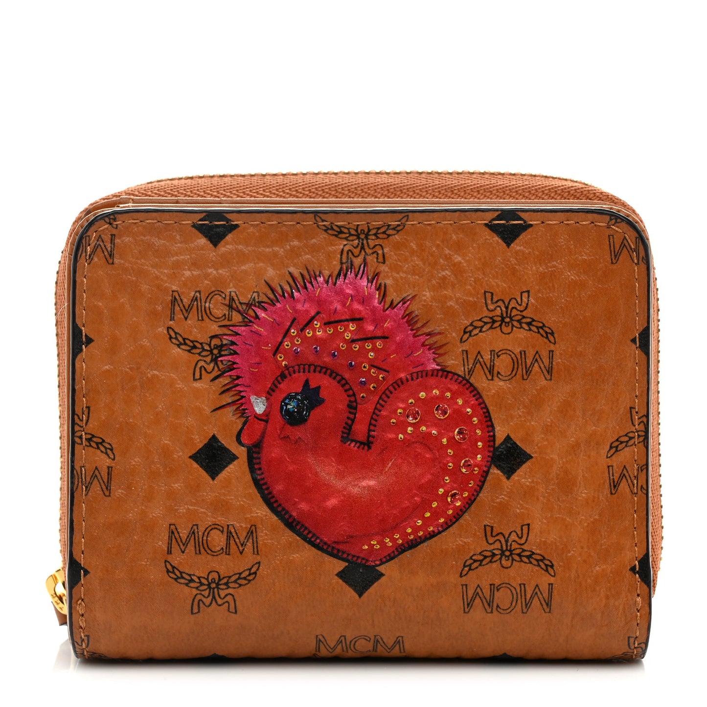 Visetos New Year Series Rooster Mini Zip Around Wallet Cognac