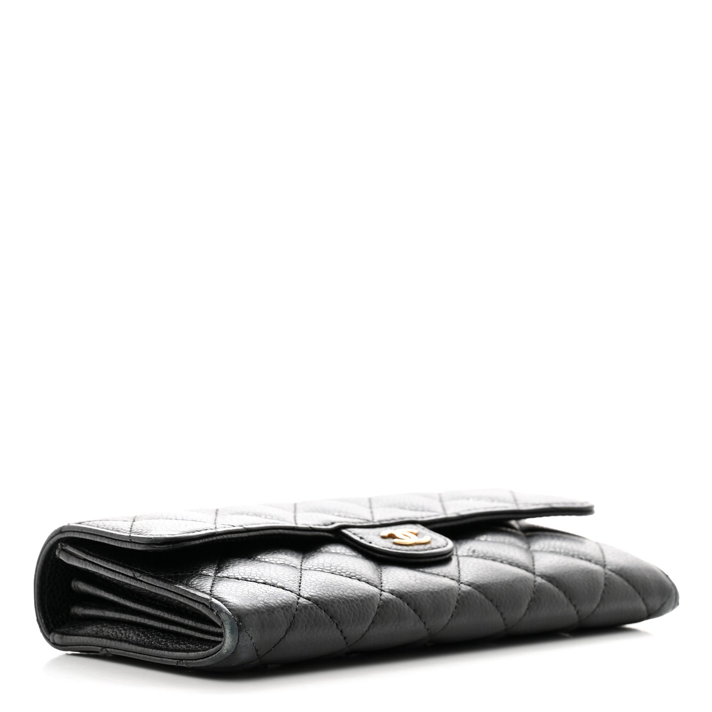 Caviar Quilted Large Flap Wallet Black