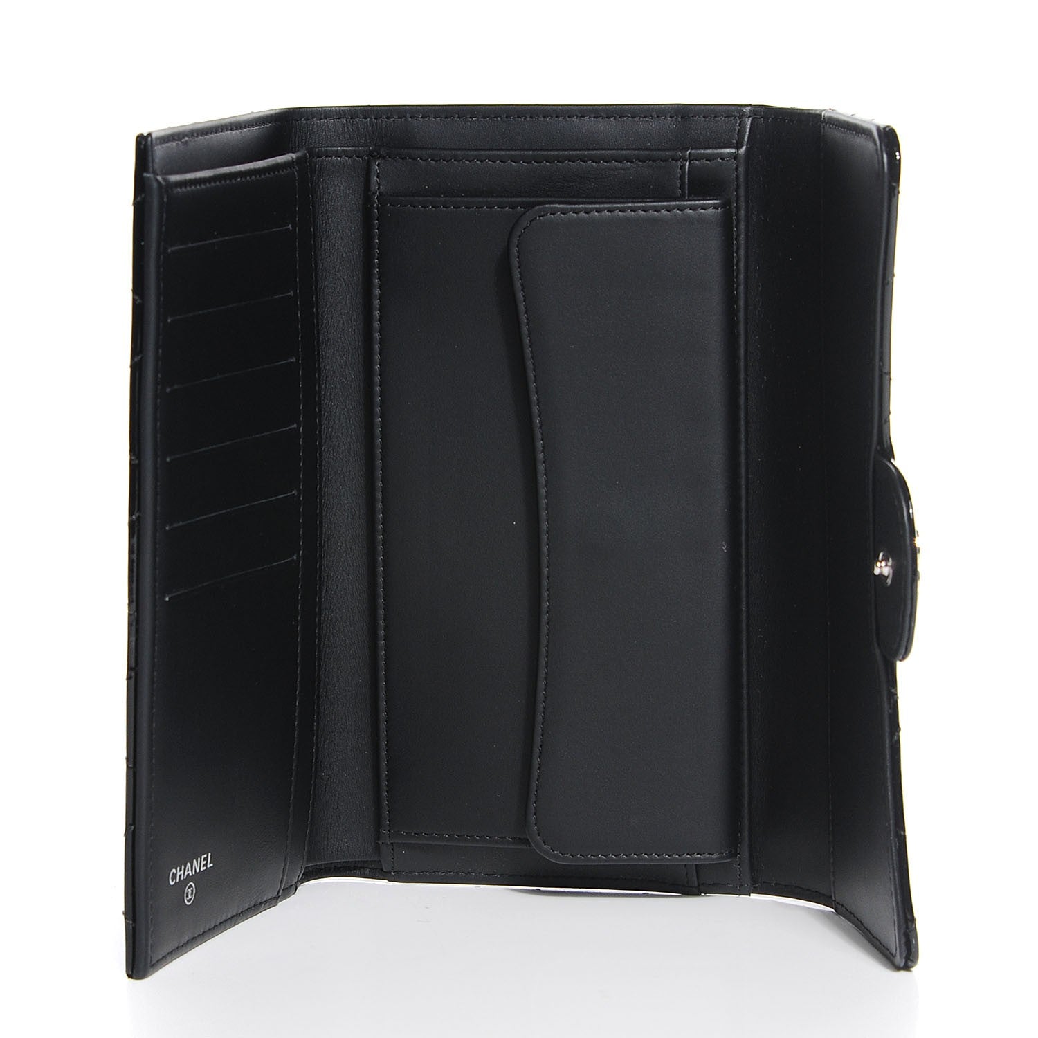 Chanel Patent Calfskin Quilted Large Flap Wallet Black 5 of 7