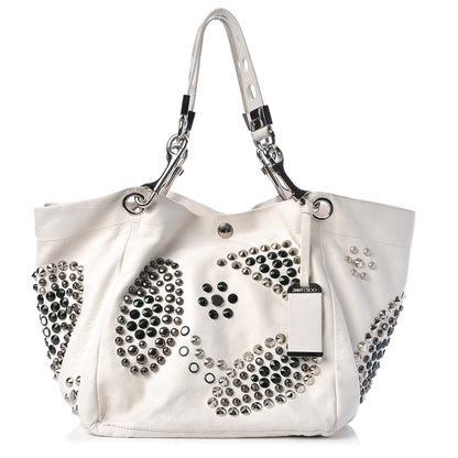 Jimmy Choo Calfskin Studded Lola Tote White 1 of 12