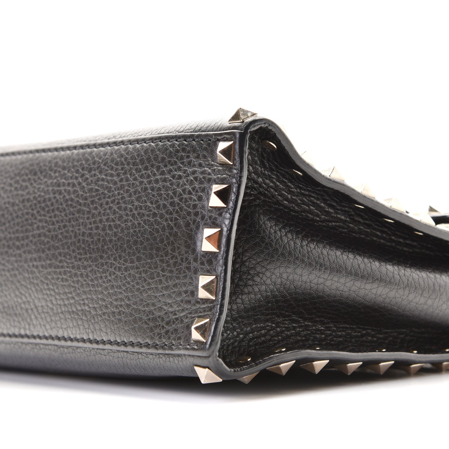 Valentino Garavani Pebbled Calfskin Small Rockstud Single Handle Flap Bag Black 8 of 11