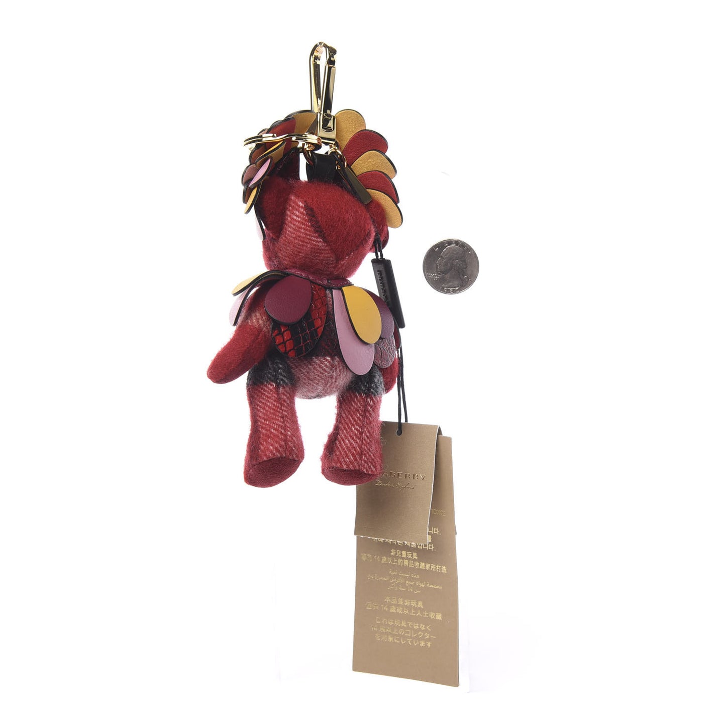 Cashmere Check Owl Thomas Bear Bag Charm Prince Red