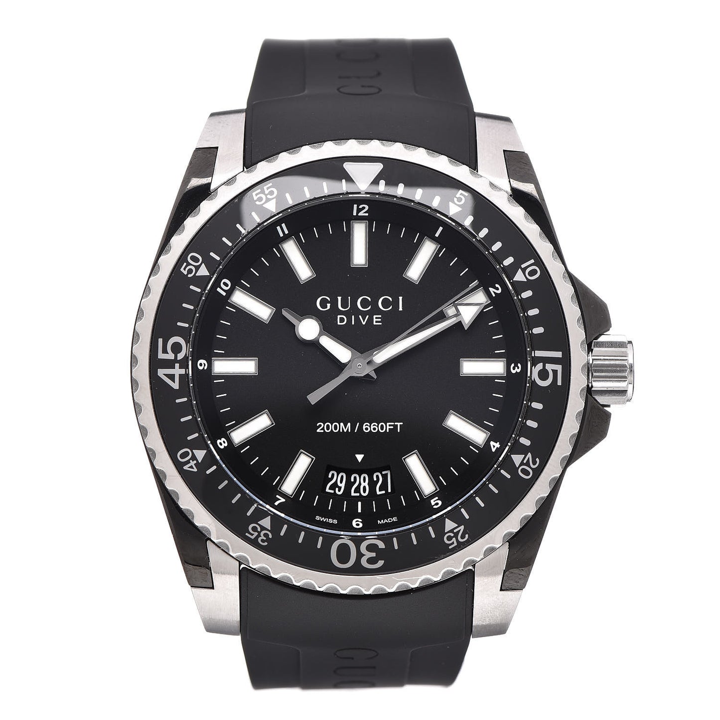 Stainless Steel Rubber 45mm Dive Quartz Watch Black
