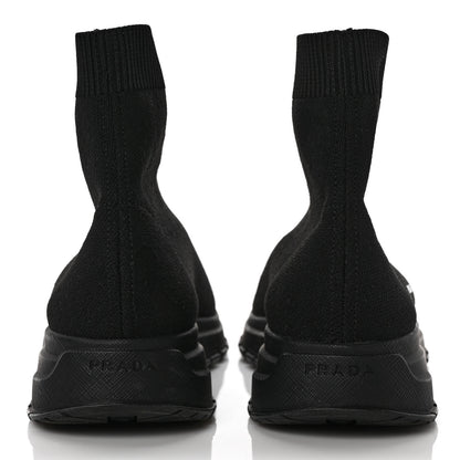 Prada Knit Fabric Logo Sneakers 38.8 Black 5 of 10