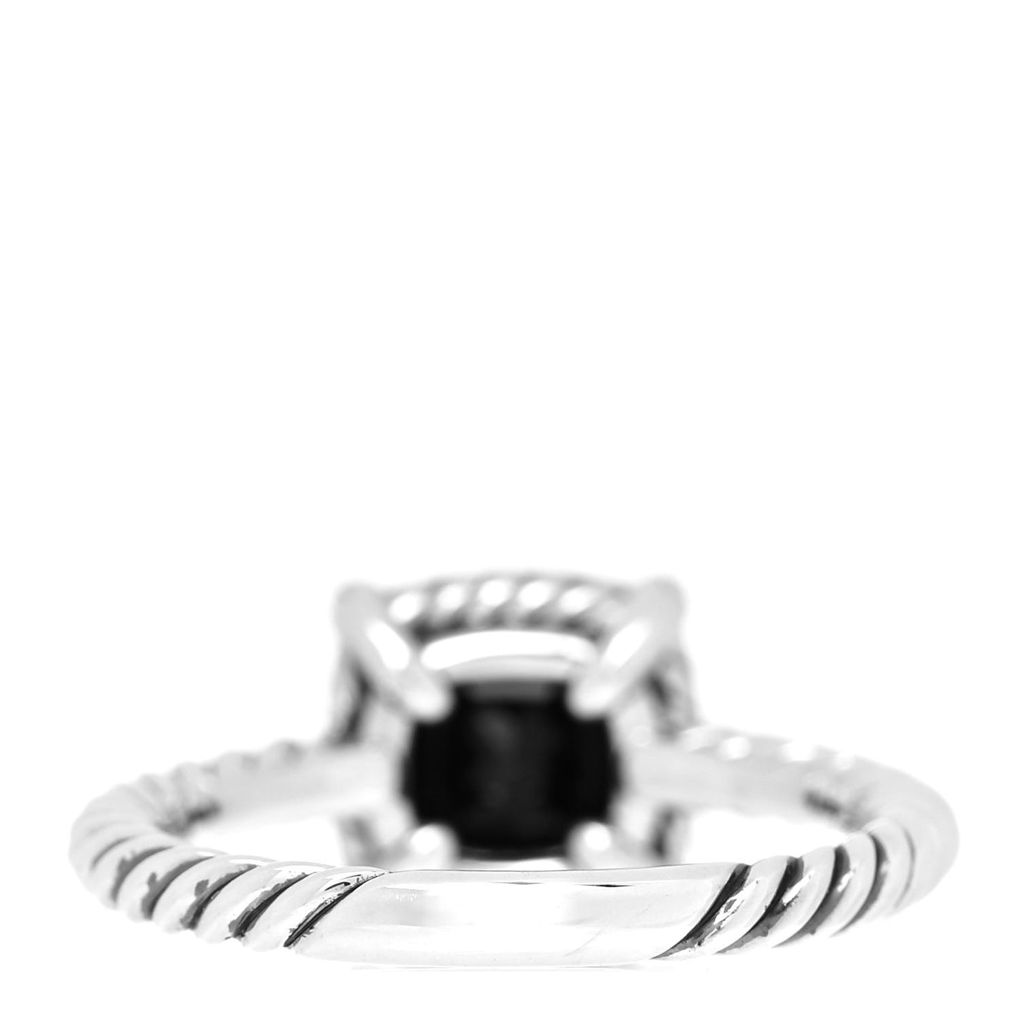Sterling Silver 18K Yellow Gold Diamond Black Onyx 7mm Petite Chatelaine Ring 54 7