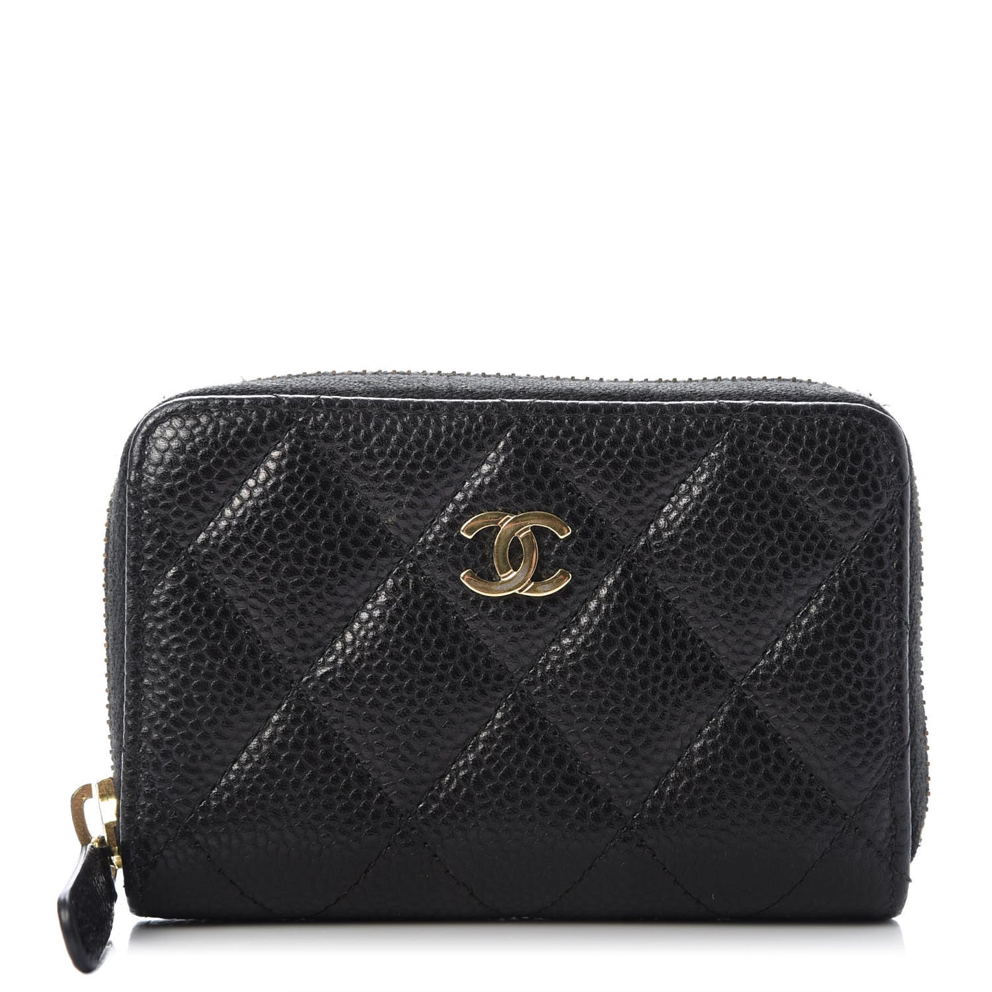 Caviar Quilted Zip Coin Purse Black