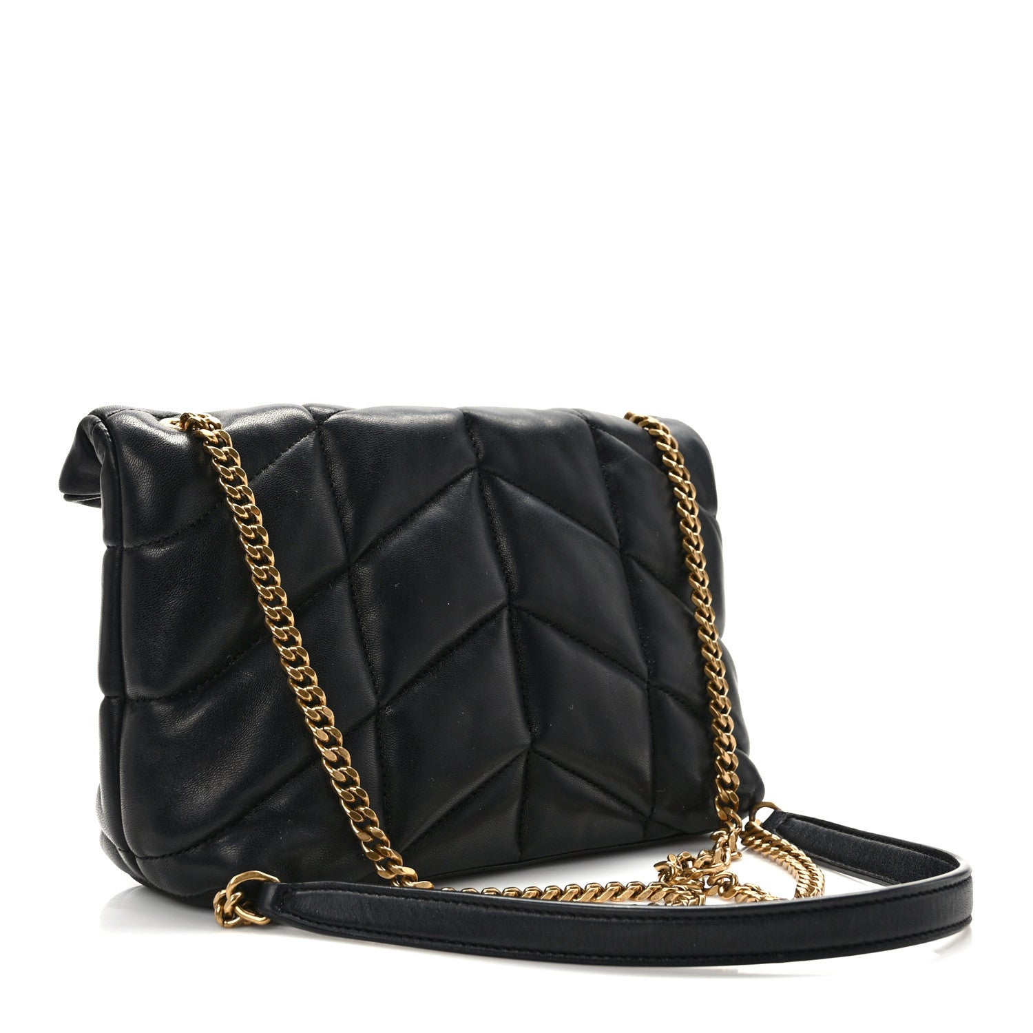 Saint Laurent Lambskin Quilted Toy Loulou Puffer Monogram Chain Satchel Black 3 of 12