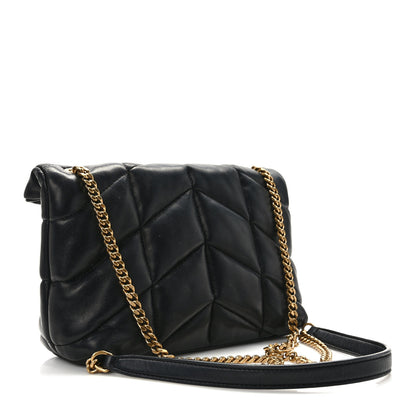 Saint Laurent Lambskin Quilted Toy Loulou Puffer Monogram Chain Satchel Black 3 of 12