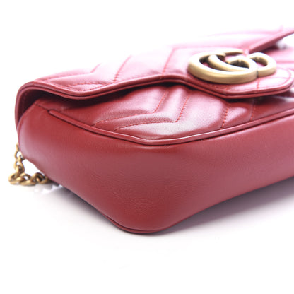 Gucci Calfskin Matelasse Super Mini GG Marmont Shoulder Bag Hibiscus Red 7 of 8