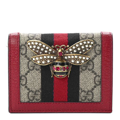 Gucci GG Supreme Monogram Queen Margaret Card Case Red 1 of 13