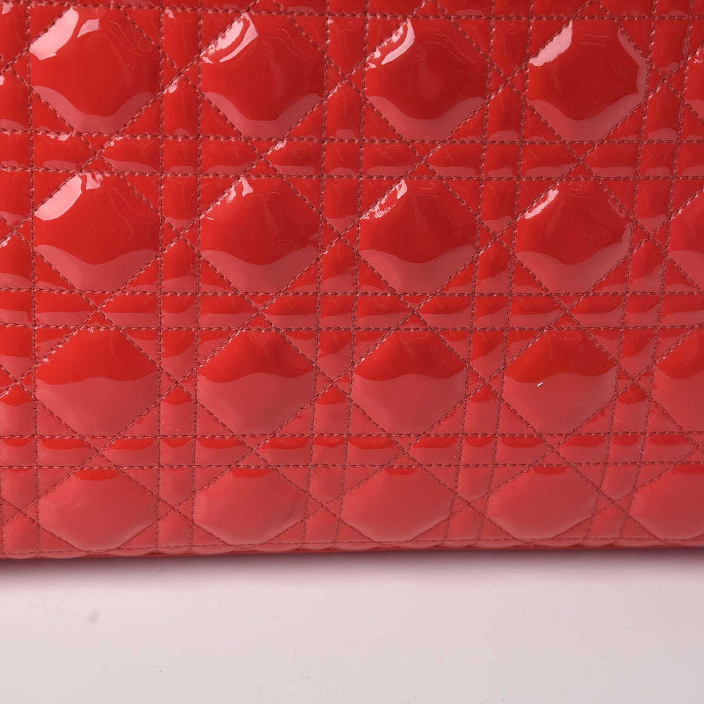 Patent Cannage Large Lady Dior Red