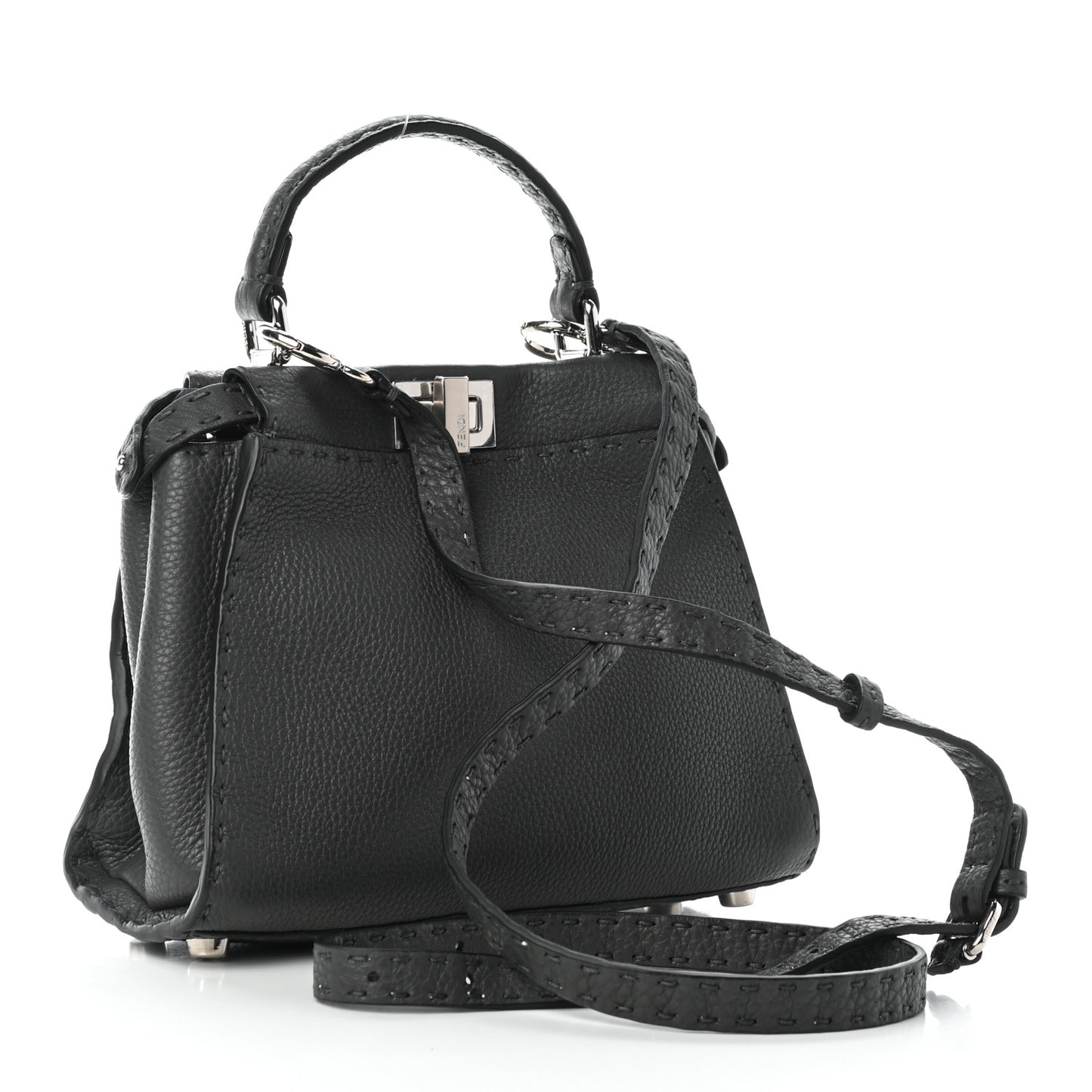 Cuoio Romano Selleria Bi-Color Mini Peekaboo Iconic Satchel Asfalto Latte
