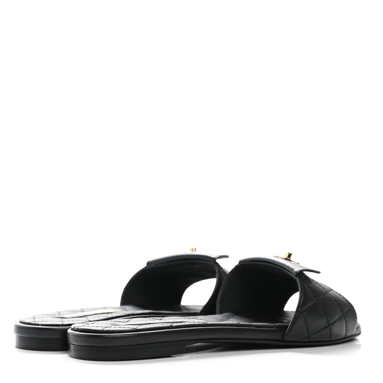 Chanel Lambskin Quilted CC Turnlock Sandals 37.5 Black 9 of 18