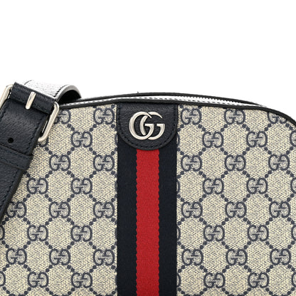Gucci GG Supreme Monogram Textured Dollar Calfskin Web Small Ophidia Camera Bag Beige Blue 9 of 17