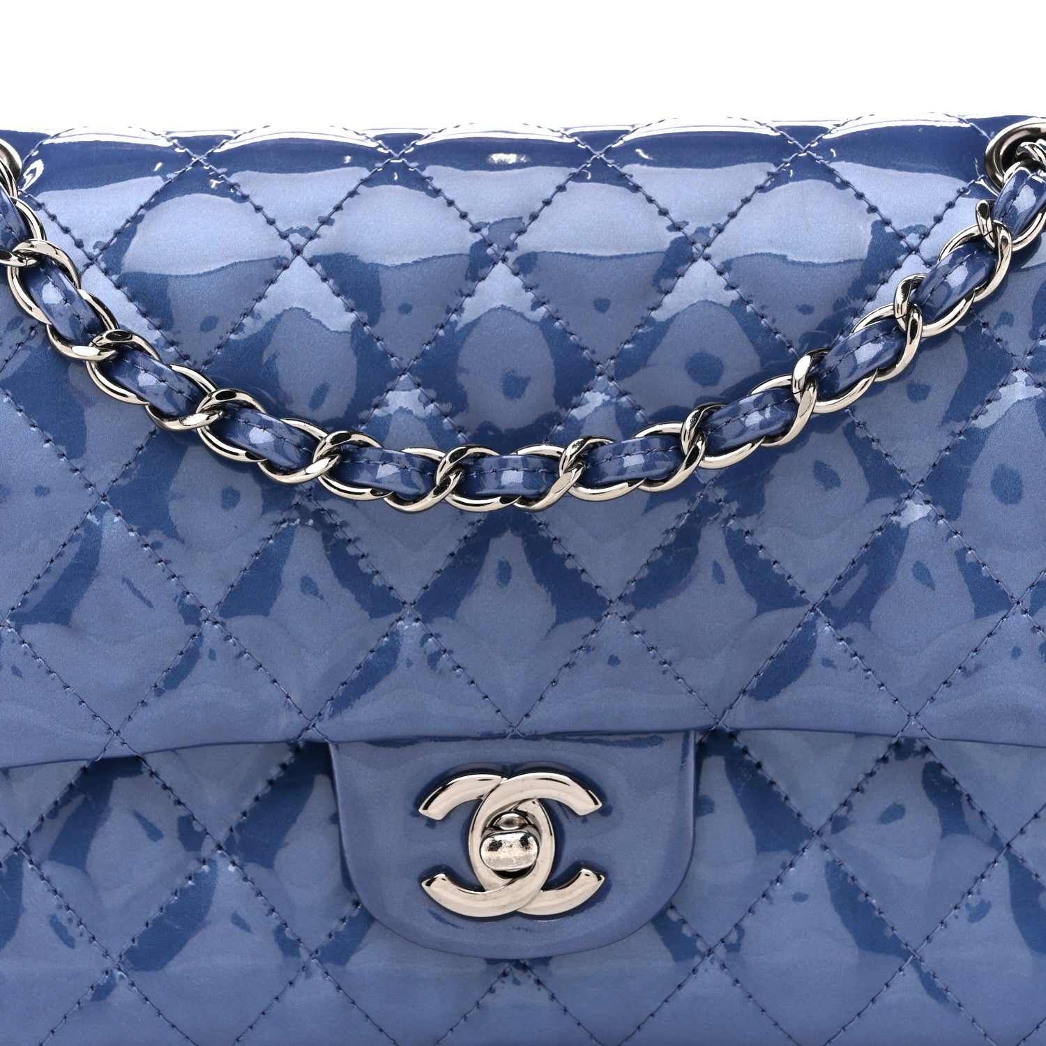 Chanel Patent Quilted Medium Double Flap Blue 1853210 – FASHIONPHILE