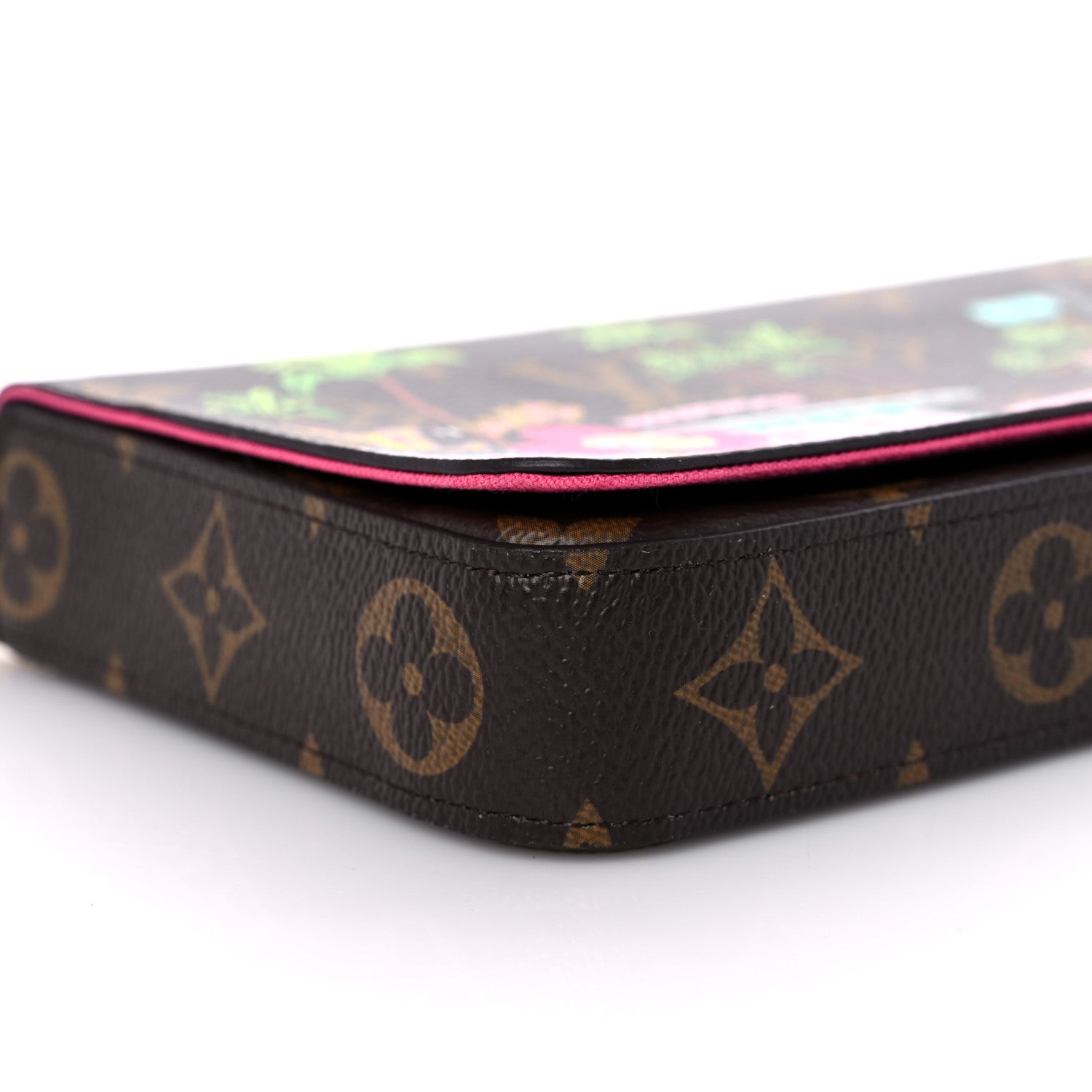 Louis Vuitton Monogram 2021 Christmas Animation Hollywood Pochette Felicie Chain Wallet Fuchsia 8 of 9