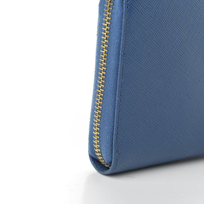 Prada Saffiano Metal Zip Around Wallet Cobalto 9 of 9