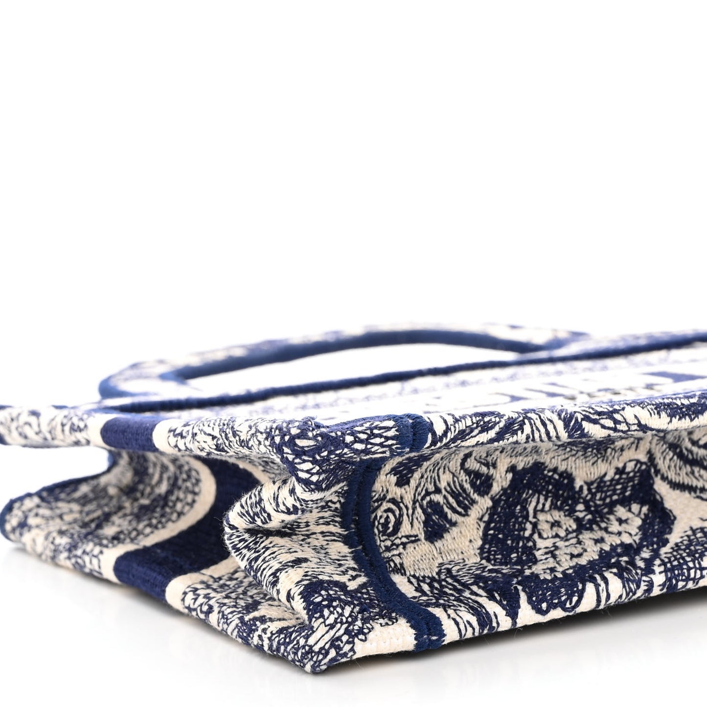 Canvas Embroidered Mini Toile De Jouy Book Tote Blue