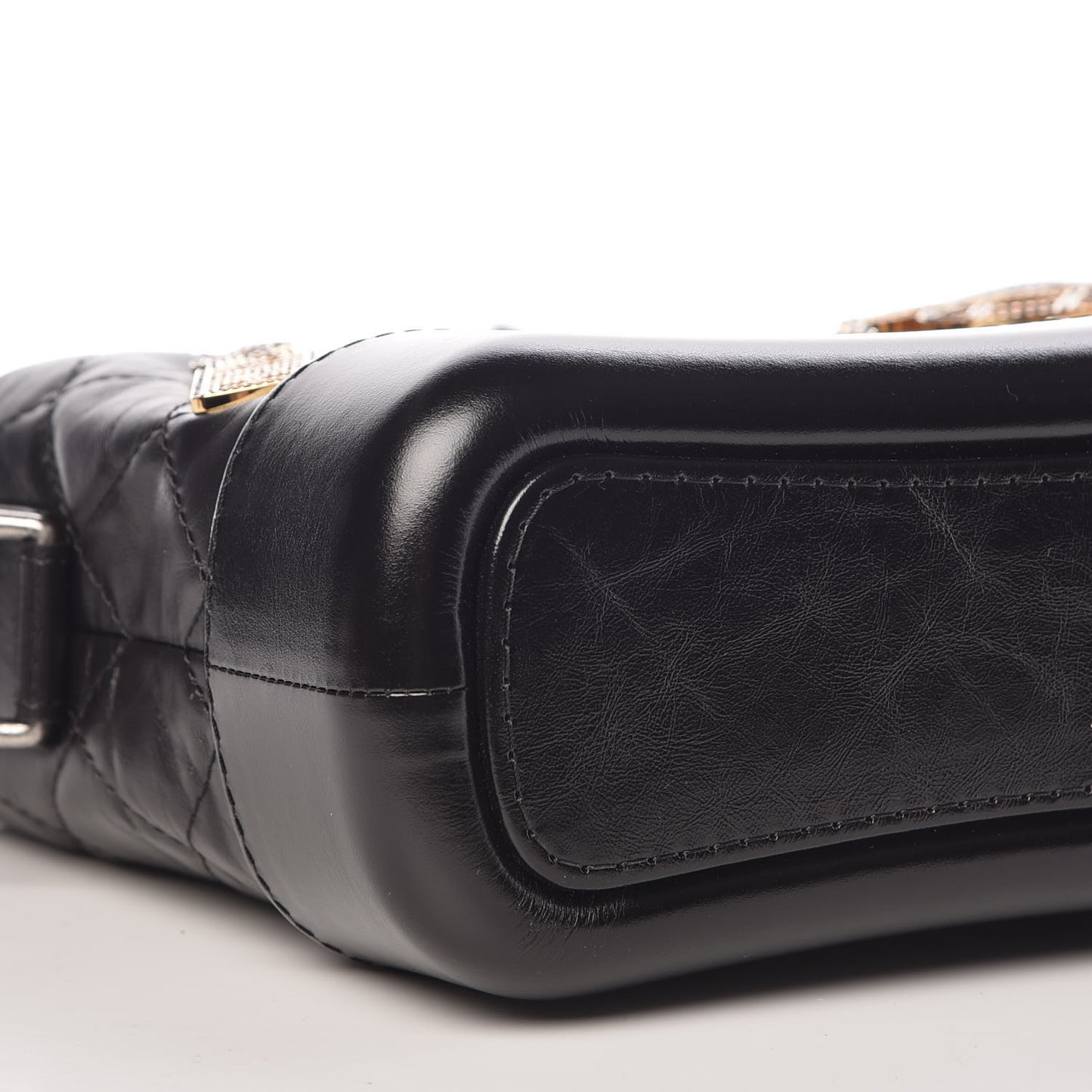 Aged Calfskin Quilted Charms Small Gabrielle Hobo Black