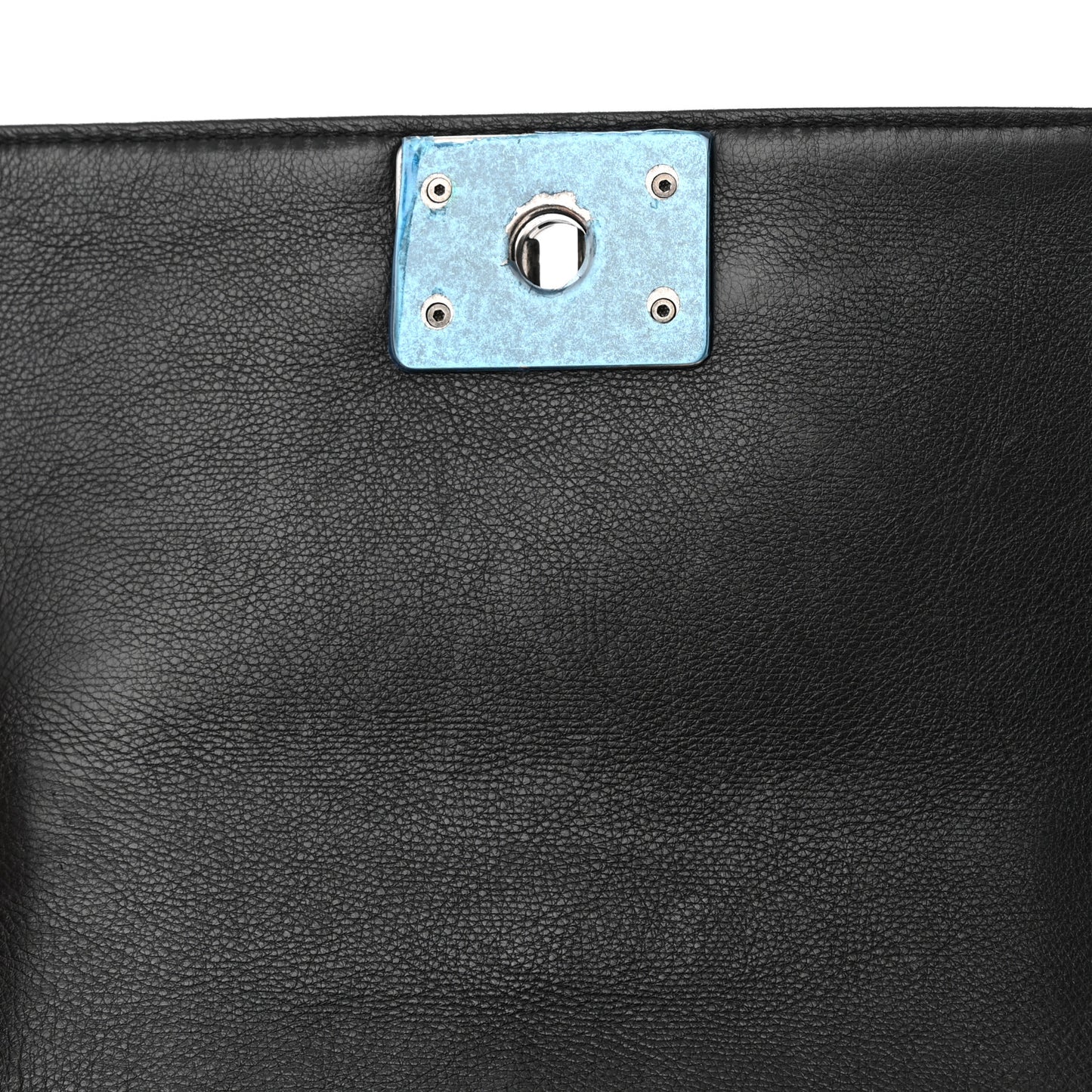 Calfskin Double Stitch Small Boy Flap Black