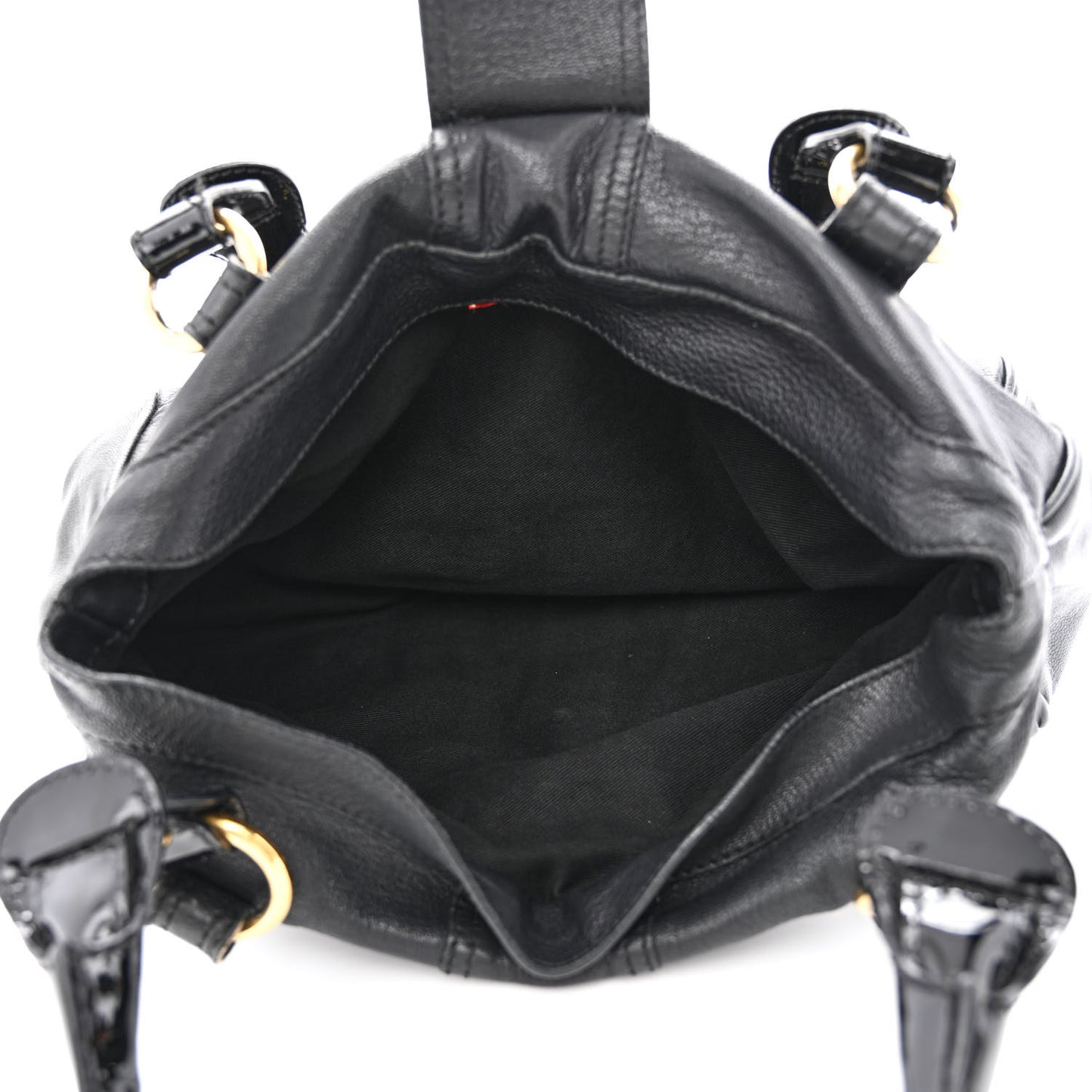 Grained Calfskin Catch Satchel Black