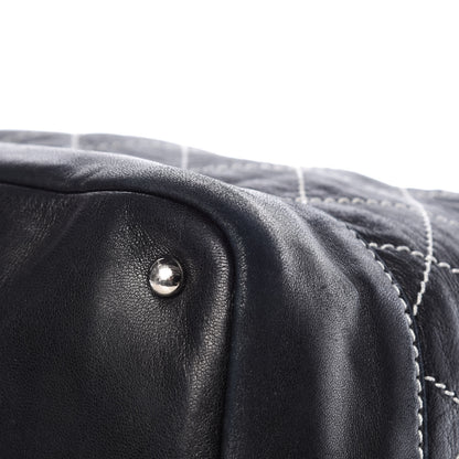 Chanel Lambskin Contrast Stitch Large Drawstring Tote Black 15 of 17