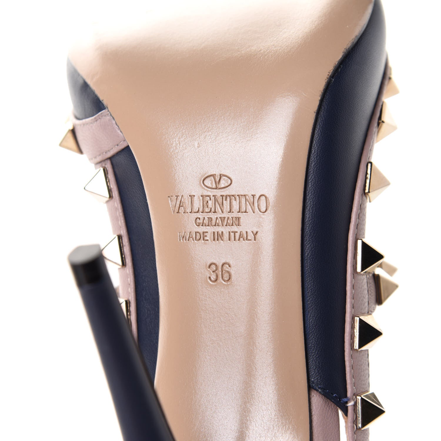 Valentino Garavani Nappa Rockstud Ankle Strap 100mm Pumps 36 Marine Poudre 6 of 14