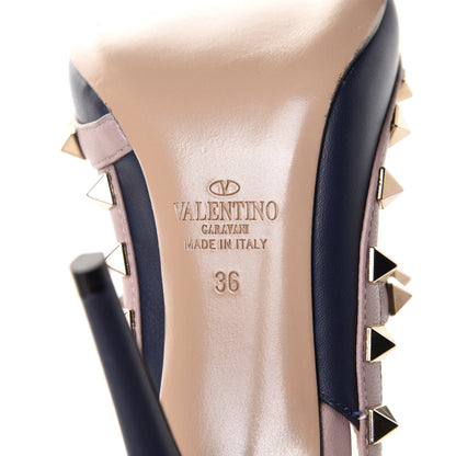 Valentino Garavani Nappa Rockstud Ankle Strap 100mm Pumps 36 Marine Poudre 6 of 14